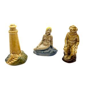 Lot of 3 Figurines Part of WADE Aquarium Set 1975–1980 Lighthouse Mermaid Diver